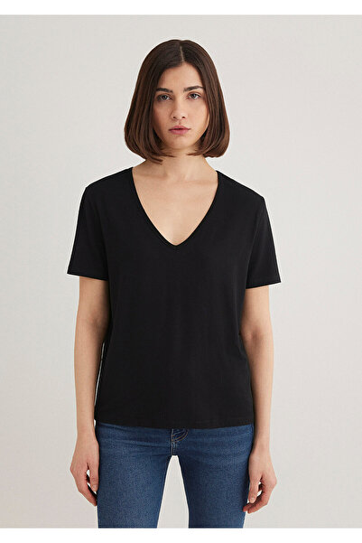 Mavi Black V-Neck Basic T-Shirt - Regular Fit1612381-900