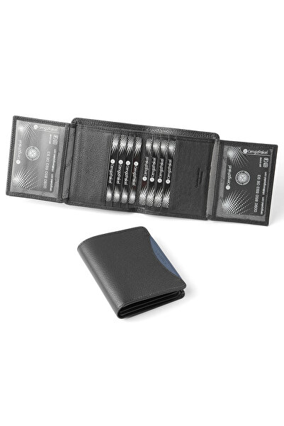 CENGİZ PAKEL Genuine Leather Men's Wallet 13660-black-parlement