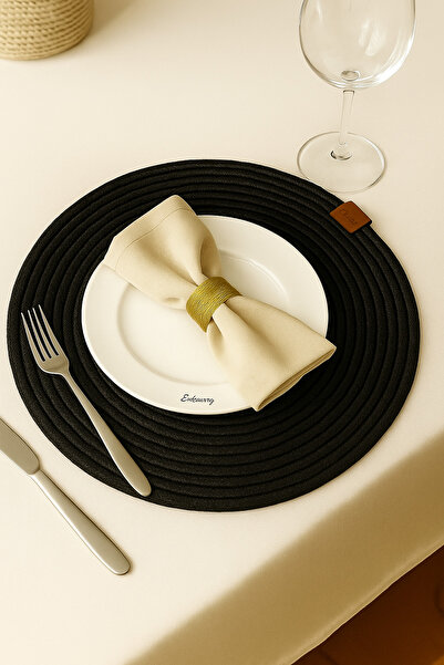 evdeucuz Handmade Natural Jute Supla | Natural Wicker Rope American Service | Handmade Round Table Decor