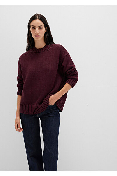 Mavi Bisiklet Yaka Bordo Kazak Oversize / Geniş Kesim 1710516-70434