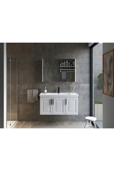 ROSEART BANYO ARTE BEYAZ 100CM BANYO DOLABI SET HALİNDE ÜST MODÜL + ALT MODÜL...