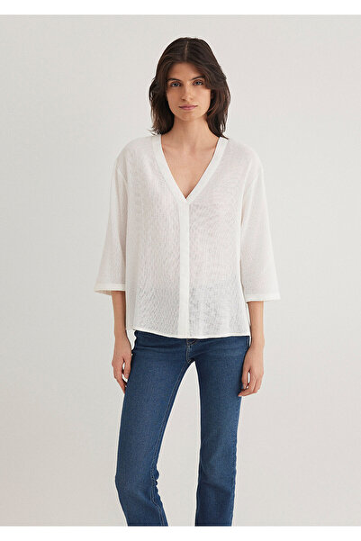 Mavi V-Neck Off-White Blouse1210798-70057