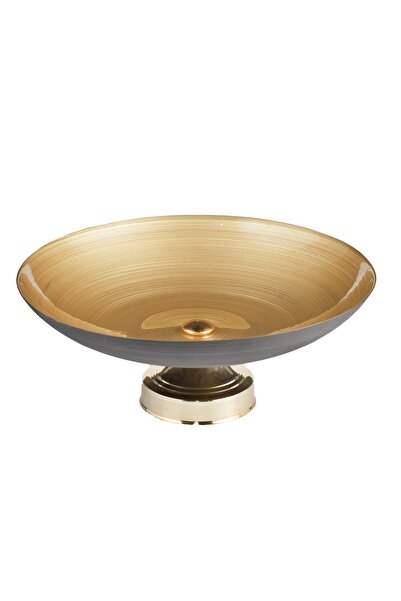 HIC Glass dessert serving dish with base 40 cm gold color