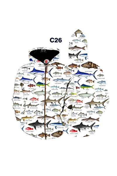 Butik Поларна яке с мотив от различни видове риби