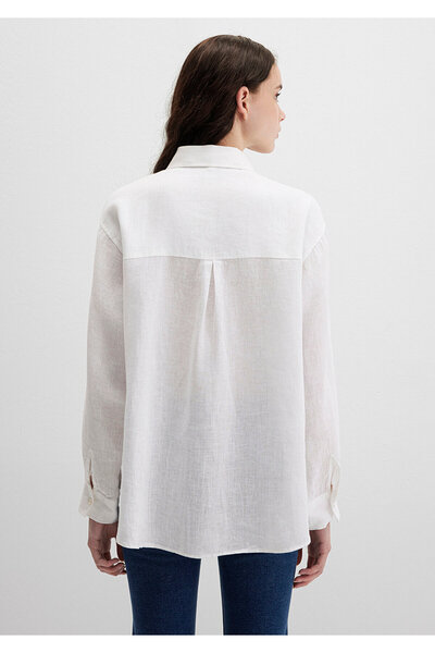 Mavi Cămașă de in alb Lux Touch - Loose Fit 1210747 -620