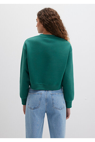 Mavi Grünes Crop-Sweatshirt mit Logo-Print 1611601-71874