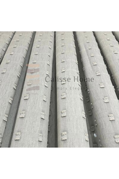 Calisse Home Ponponlu Yoğun Dokulu GRİ Ağır Gramajlı 1/3 Sık Pileli Dokuma Tü...