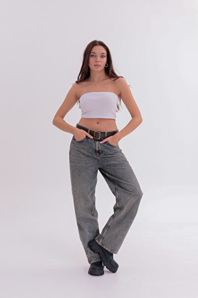 happinice Pantaloni de blugi cu picioare largi cu aspect retro