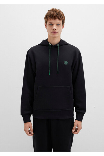 Mavi Чорний світшот з вишитим логотипом з капюшоном 065809900