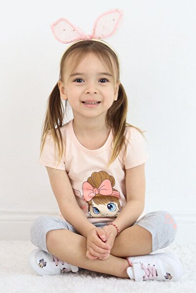 Breeze Beautiful Girl Printed Capri Tights Set - 1.5-5 Years, Powder