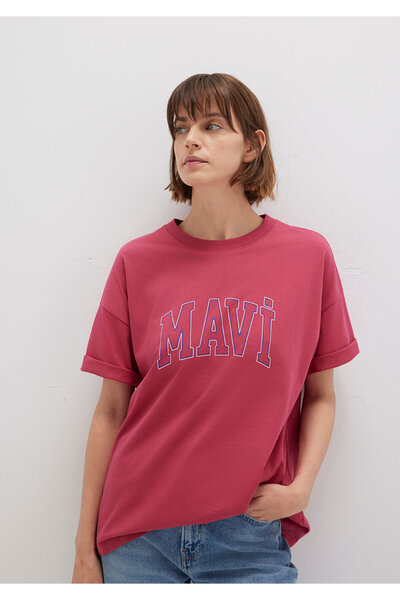 Mavi Rosafarbenes T-Shirt mit Logo-Print, reguläre Passform / normaler Schnitt 1611193-70931