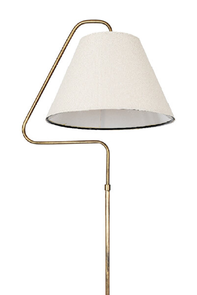 VENON Tek Ayaklı Lambader Lena Üçgen Siyah Sarı Patine Krem Kumaş Şapka Salon Köşe Lambası