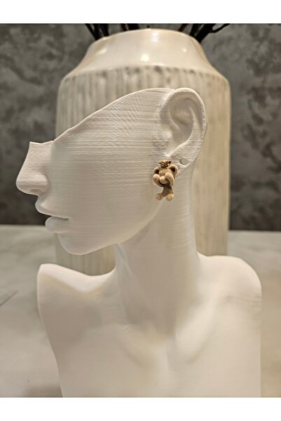 Alyas Aksesuar Crowned Teddy Bear Earrings