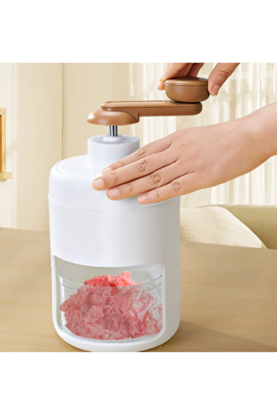 OEM Plastic ice crusher/ice grinder with stainless steel blade – white/brown