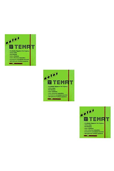 Temat 75 × 75 مم ورق لاصق أخضر فسفوري - ورق لاصق 3 قطع