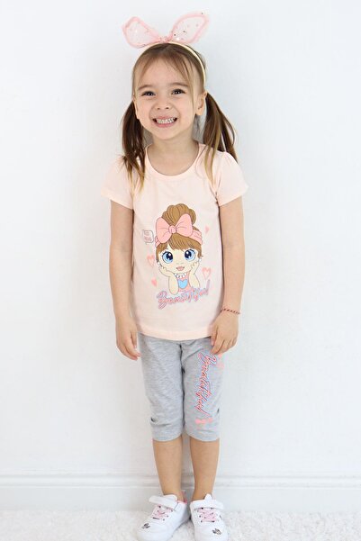 Breeze Beautiful Girl Printed Capri Tights Set - 1.5-5 Years, Powder