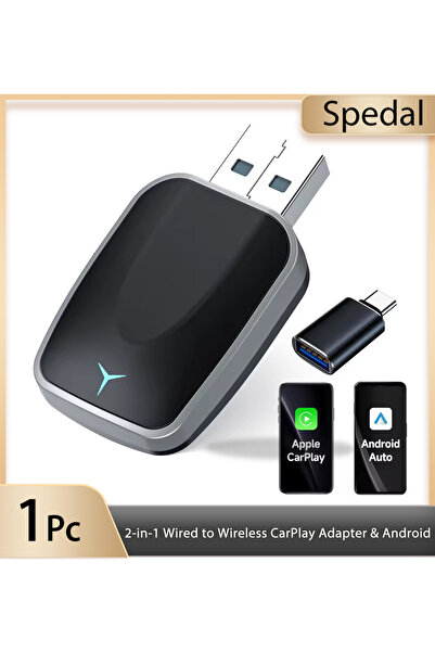 2-in-1 Wired to Wireless CarPlay Adapter & Android Auto Wireless Adapter Plug & Play