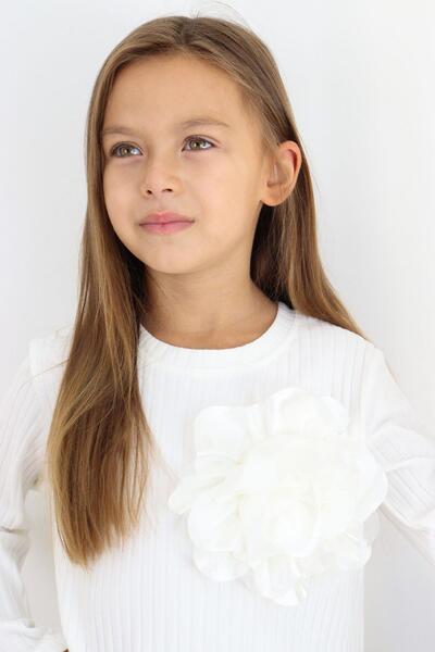 Breeze 8-14 років, дівчатка, футболка з довгими рукавами та аксесуарами у вигляді троянд - екрю
