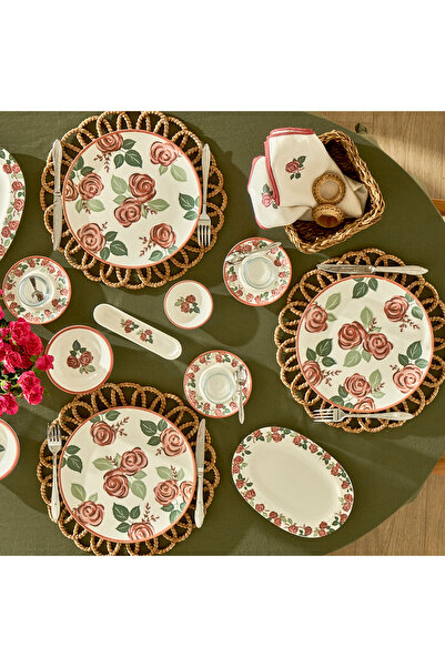 Bella Maison Rose Porselen 26 Parça 6 Kişilik Kahvaltı Takımı