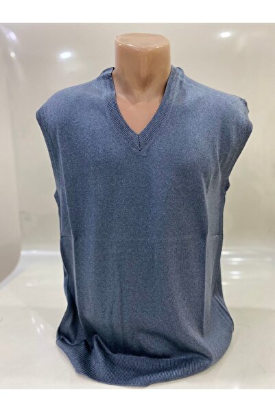 BURSPA Зимовий светр з V-подібним вирізом, тонкий, вовняний, синій, для чоловіків