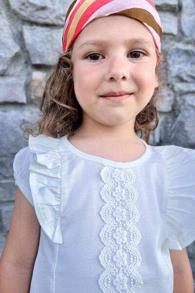 Breeze Ecru T-Shirt για κορίτσια 3-8 ετών - Frilly and Laced