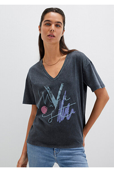 Mavi Τυπωμένο γκρι μπλουζάκι Istanbul κανονική εφαρμογή / κανονική κοπή 1601176-900