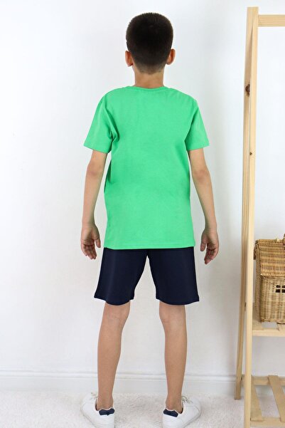 Breeze 8-14 Years Boy's Shorts Set - Green Printed Pocket