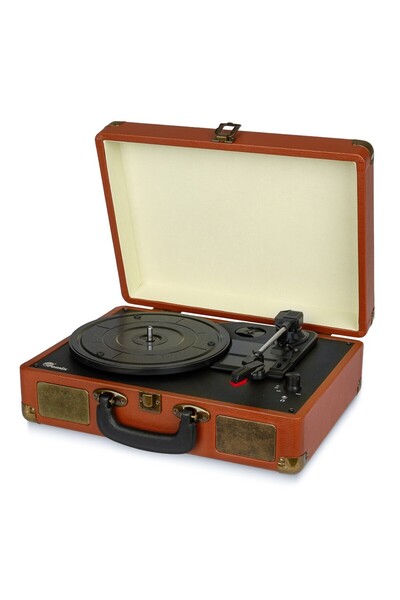 fomix FM-102 kahverengi Hoparlörlü Bluetoothlu Pikap Plak Çalar