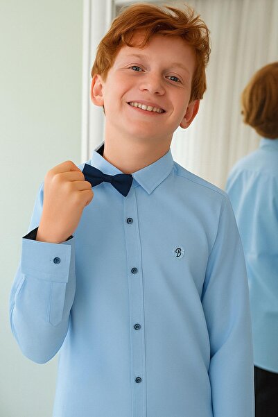 Breeze Πουκάμισο για αγόρι με παπιγιόν 8-12 ετών, γαλάζιο