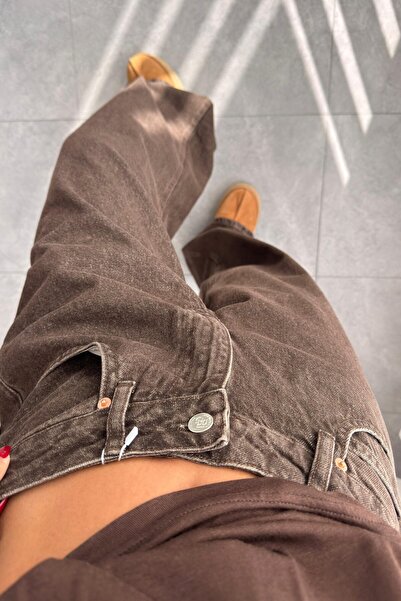 SHILSEE BEUTİQUE Dámské volné hnědé vintage džíny