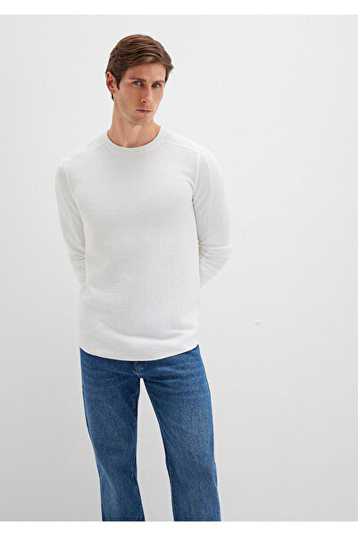 Mavi Μακρυμάνικο μπλουζάκι με υφή Λευκό Basic Slim Fit / Slim Fit 0610106 -70054