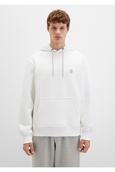 Mavi Λευκό φούτερ με κουκούλα με κέντημα με λογότυπο 065809 -34519