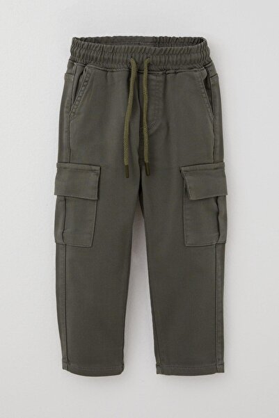 Breeze Erkek Çocuk Pantolon Kargo Cepli Beli Lastikli 1.5-5 Yaş, Haki Yeşil