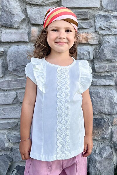 Breeze Ecru T-Shirt για κορίτσια 3-8 ετών - Frilly and Laced