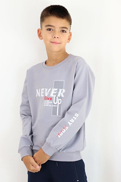 Breeze Світшот для хлопчиків 8-12 років, сірий - з мотиваційним принтом
