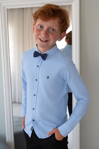 Breeze Πουκάμισο για αγόρι με παπιγιόν 8-12 ετών, γαλάζιο