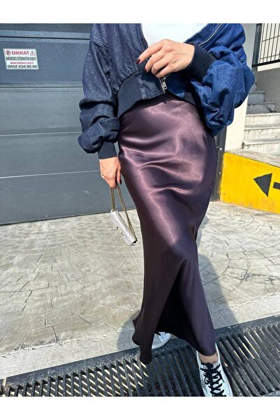 FioriModa Maxi Μήκος Μακριά Σατέν Φούστα με Ελαστική μέση