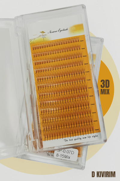 NESURA EYELASH 3D Hazır Demet İpek Kirpik 0.07 D KIVRIM 8-15mm