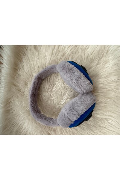 Blotch Protecting from the Cold, Winter Earmuffs with a Figure, Fluffy Gray Color, Cute Plush Children's Earmuffs