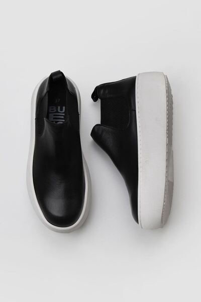 Bueno Shoes Μαύρες Λευκές Δερμάτινες Γυναικείες Μπότες με τακούνι 01wv5505