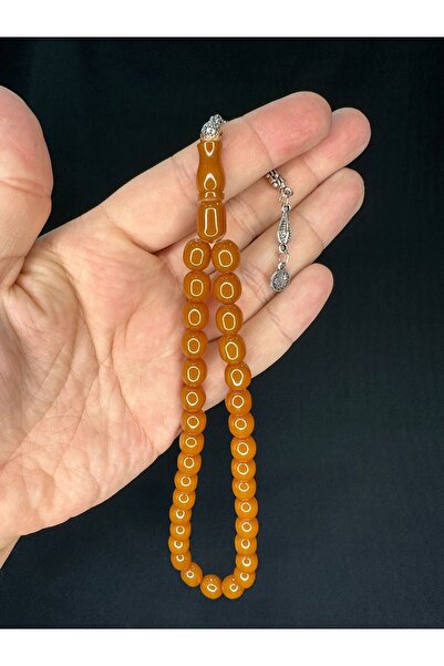 Anemore Collection مسبحة صلاة من العنبر بلون القهوة الفاتحة - 10 مم × 9 مم بغ...