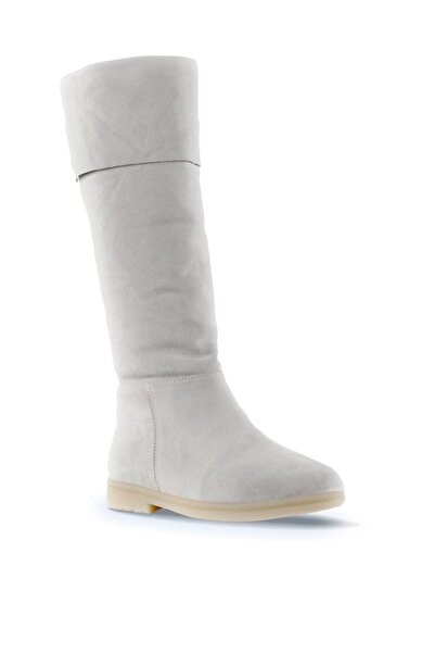 Bueno Shoes Beyaz Süet Kadın Düz Çizme 01wt3307