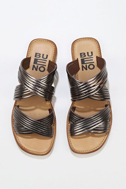 Bueno Shoes Блискучі шкіряні жіночі капці - Прямий дизайн 01wu3422