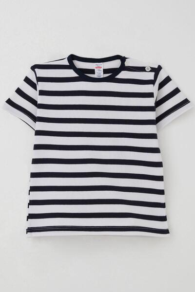 Breeze 1-4 Years Boy Ecru T-Shirt - Placket Striped