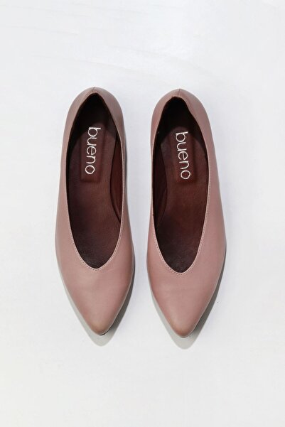 Bueno Shoes Pantofi cu toc mic pentru femei din piele Dusty Rose 01wr3110