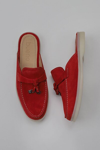 Bueno Shoes Жіночі червоні замшеві плоскі капці - 05wt103