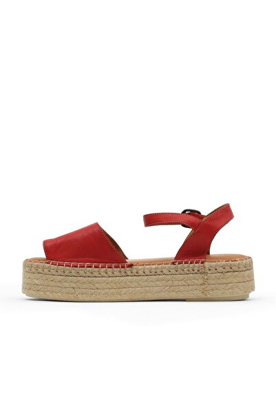 Bueno Shoes Red Leather Women's Espadrille Sandals 01Wq3515