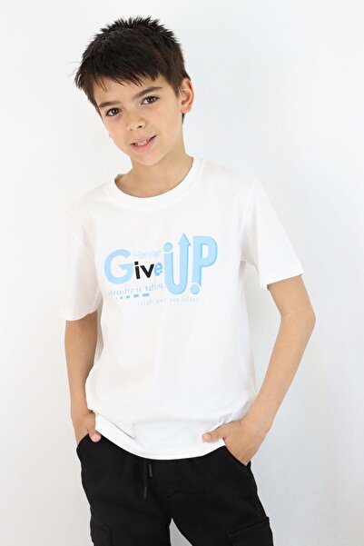 Breeze Футболка для хлопчиків «Ніколи не здавайся» з принтом, 9-16 років, екрю