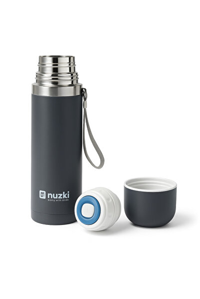 nuzki Stainless Steel Water Bottle 500ml Steel Vacuum Insulated Flask Black Color