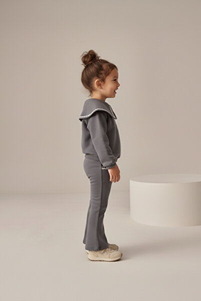 Minipodyum Girl's Large Lapel Pipe Leg Double Suit